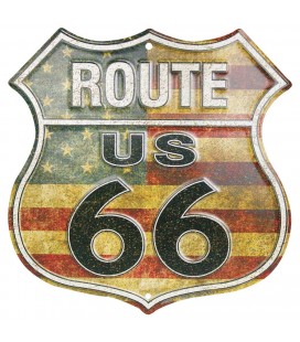 Szyld 30x30 Route 66 US Flagge