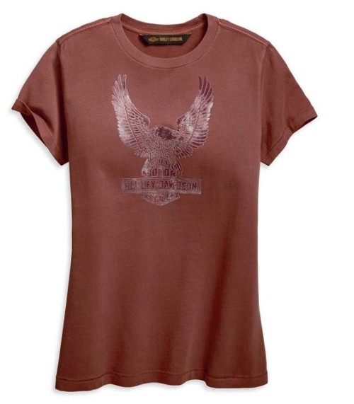 Koszulka Harley-Davidson Women's Flocked Eagle z Krótkim Rękawem – Bur