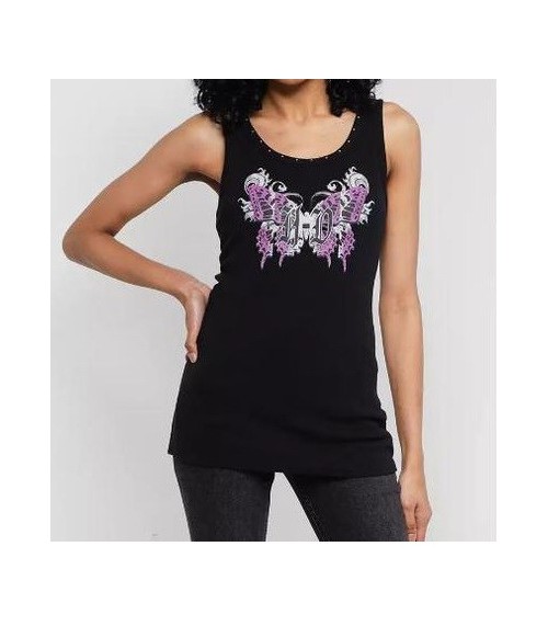 Damski Tank Top Butterfly XL HARLEY - Zdobiony Dekolt z Ćwiekami, HDC-