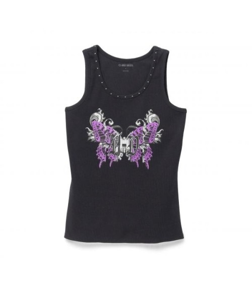 Damski Tank Top Butterfly XL HARLEY - Zdobiony Dekolt z Ćwiekami, HDC-