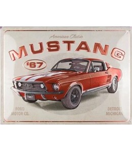 Szyld Metalowy Ford Mustang GT 30x40 cm – Wersja Metaliczna, Unikatowy